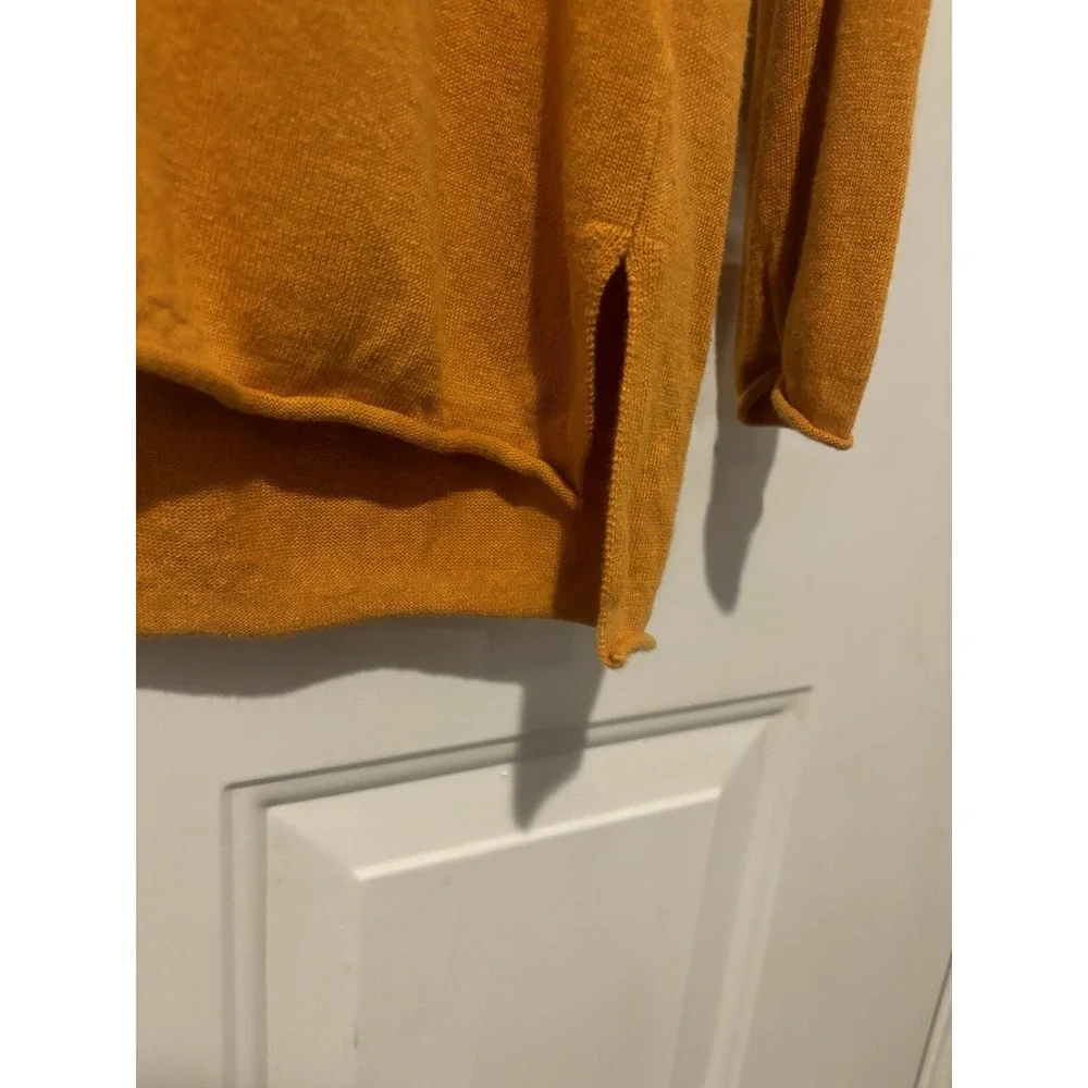J Crew Sweater Linen Amber Yellow  Tunic Blend‎ Rolled V Neck Long Sleeve XS